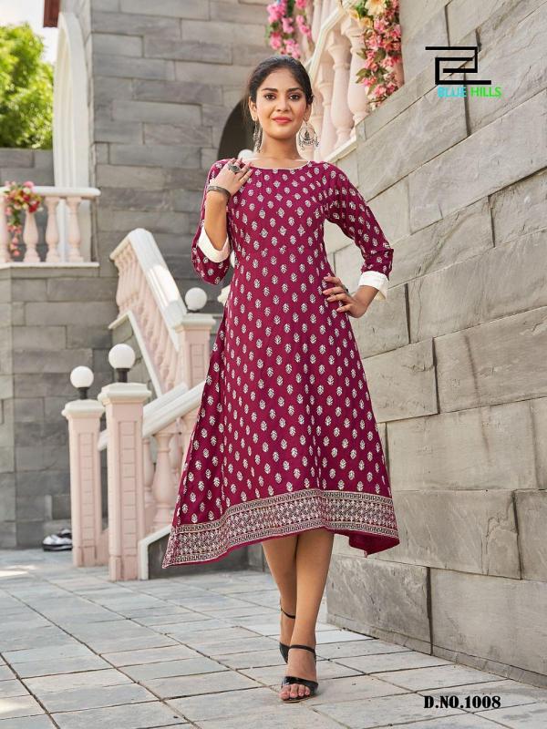 Blue Hills Grapes 1 Rayon Ethnic Wear Designer Kurti Collection